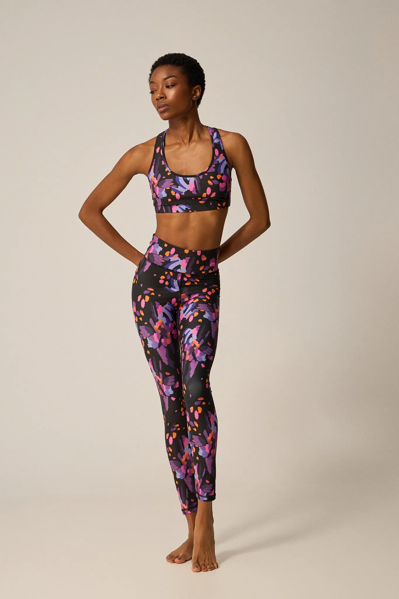 Σετ γυμναστικής με abstract floral print | Μωβ