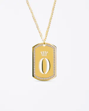 18KT Gold Dog Tag Diamond Necklace & Pendant