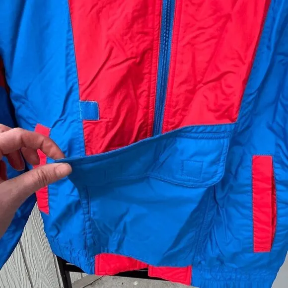 1980s White Peaks Colorblock Retro Ski Snow Coat Jacket, Front Pouch