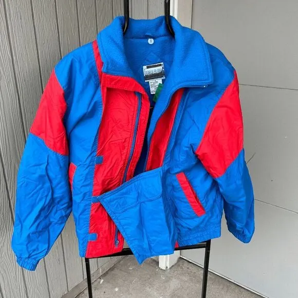 1980s White Peaks Colorblock Retro Ski Snow Coat Jacket, Front Pouch