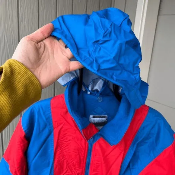 1980s White Peaks Colorblock Retro Ski Snow Coat Jacket, Front Pouch