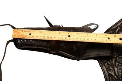 44/45 Caliber Black Western/Cowboy Hollywood Style Hand Tooled Gun Holster and Belt