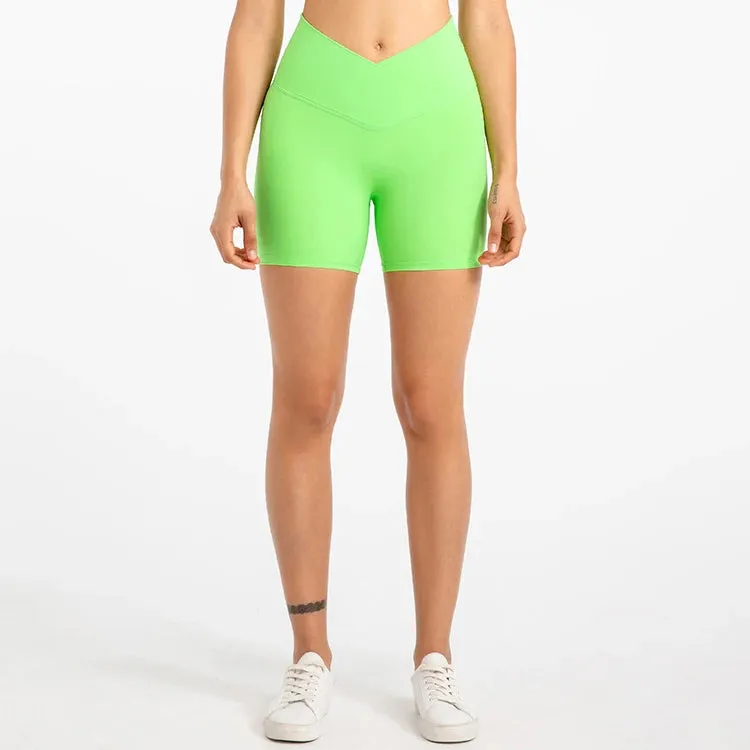 5'' Naked Feel Biker Shorts for Women - Cross Waist Gym Workout Athletic Shorts