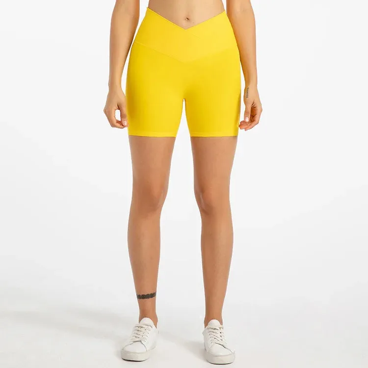 5'' Naked Feel Biker Shorts for Women - Cross Waist Gym Workout Athletic Shorts