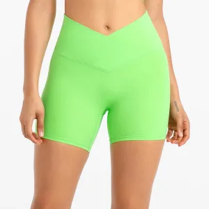5'' Naked Feel Biker Shorts for Women - Cross Waist Gym Workout Athletic Shorts