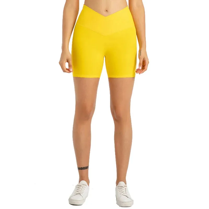 5'' Naked Feel Biker Shorts for Women - Cross Waist Gym Workout Athletic Shorts
