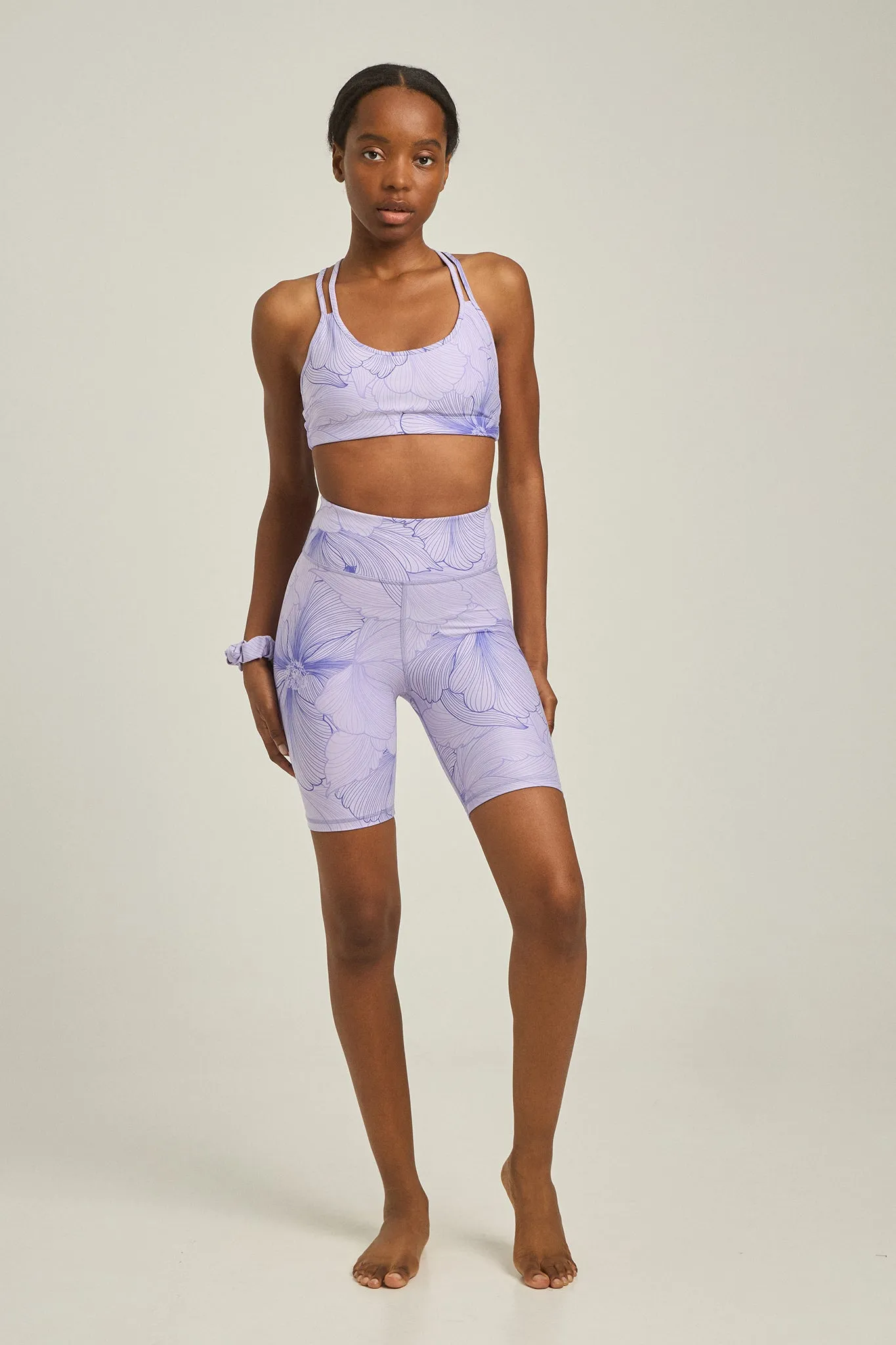 Aθλητικό biker κολάν lilac floral print | Λιλά