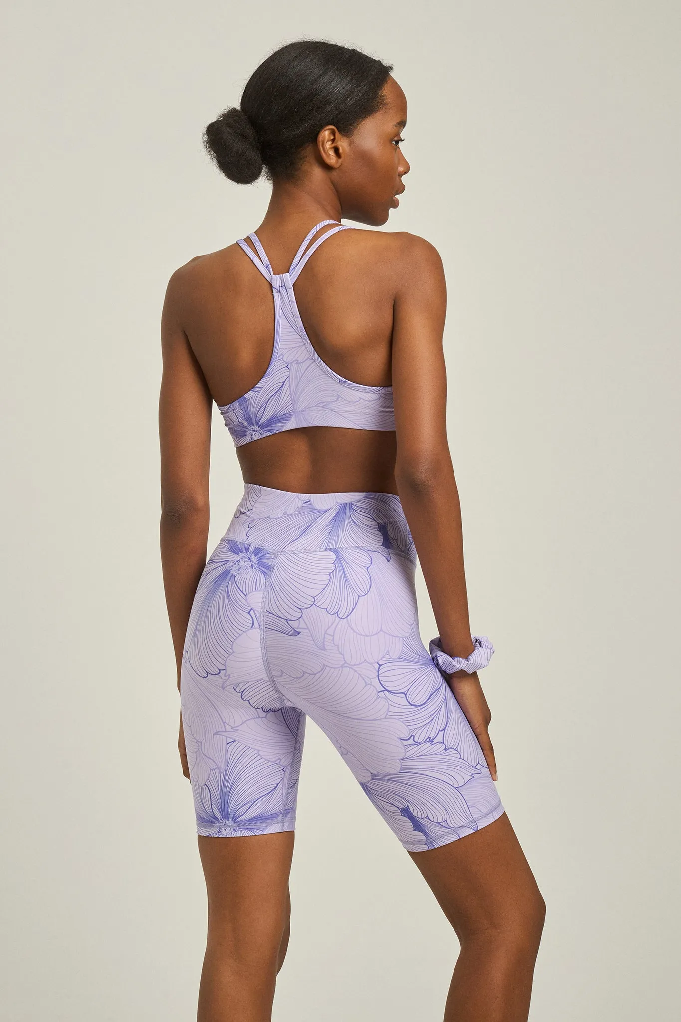 Aθλητικό biker κολάν lilac floral print | Λιλά