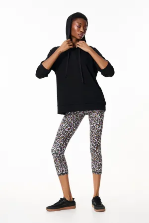 Aθλητικό crop κολάν με pink & brown leopard print | Λεοπάρ