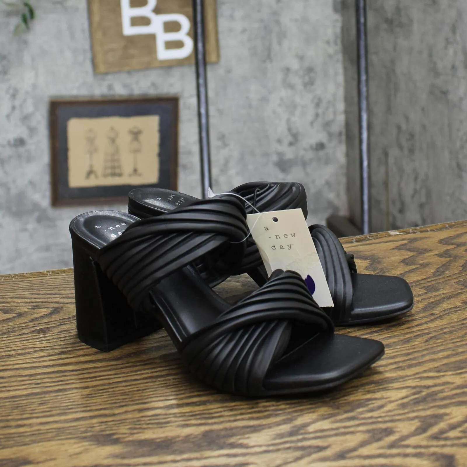 A New Day Womens Jessa Mule Heels 87931544 Black 6M