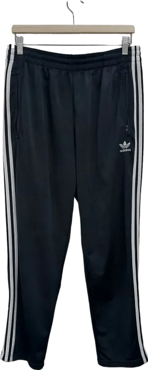 adidas Black Three Stripe Joggers UK L