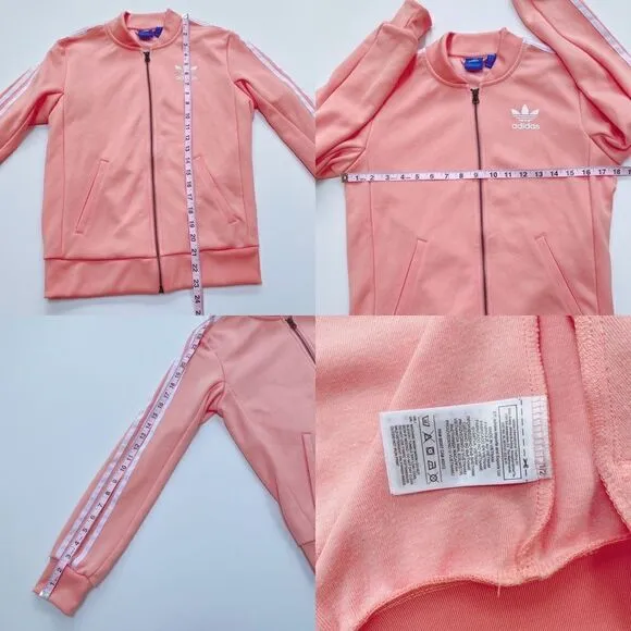Adidas Originals Women’s Zip Up Track Jacket Light Peach Pink White 0