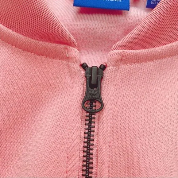 Adidas Originals Women’s Zip Up Track Jacket Light Peach Pink White 0