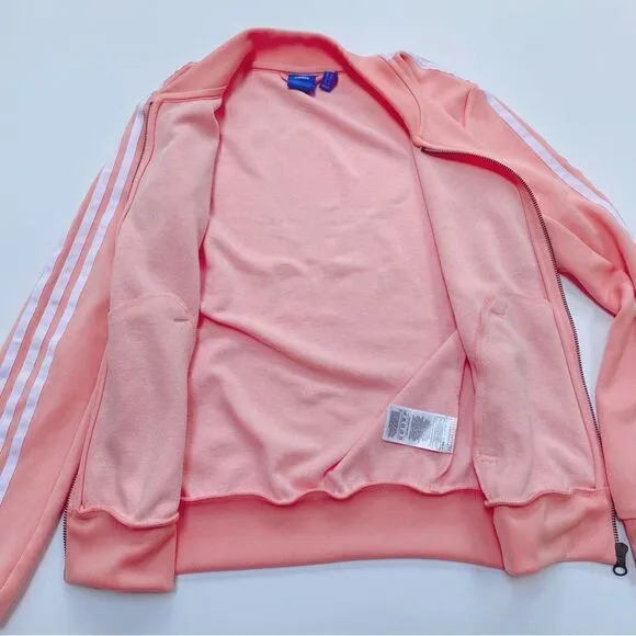 Adidas Originals Women’s Zip Up Track Jacket Light Peach Pink White 0