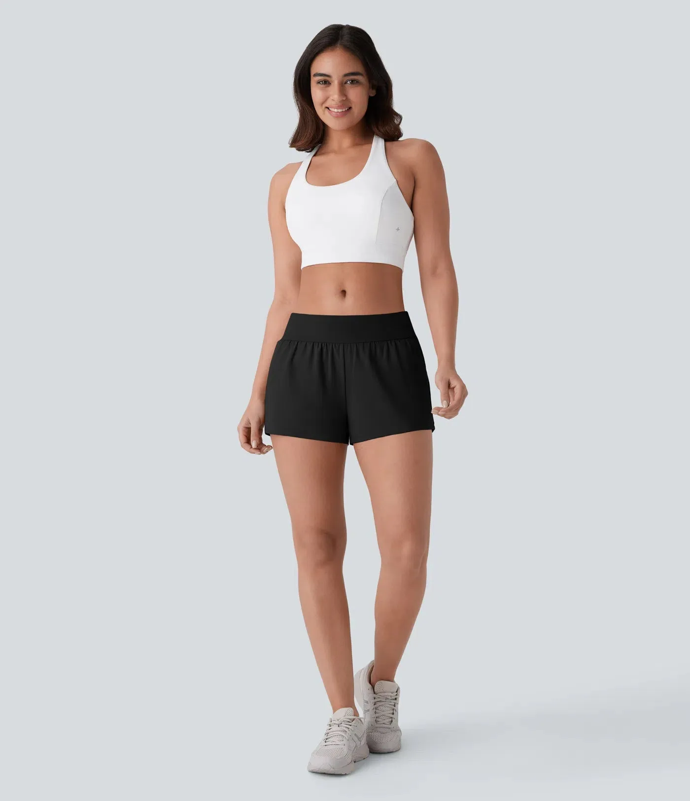 Airy Low-Rise 2-in-1 Yoga Shorts – Inside Drawstring, Back & Hidden Side Pocket
