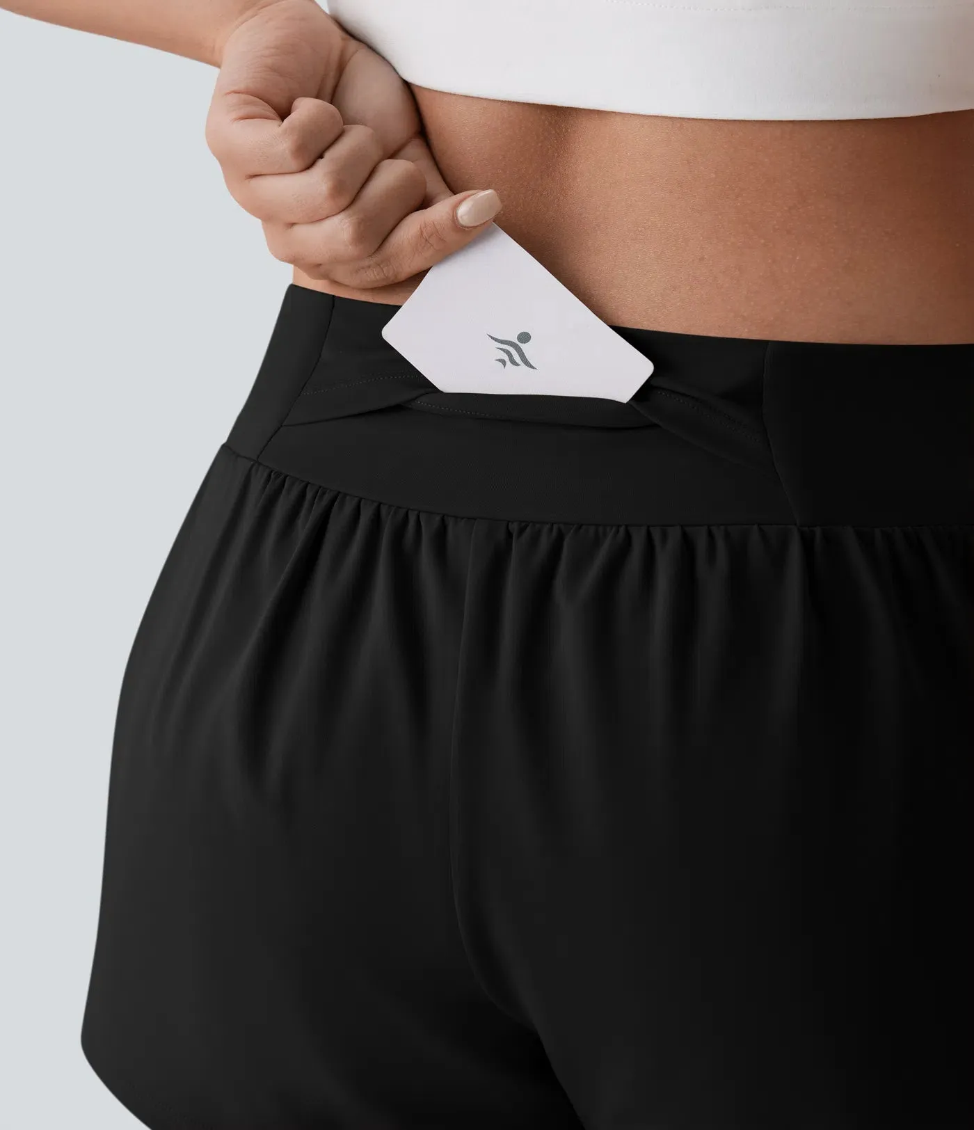 Airy Low-Rise 2-in-1 Yoga Shorts – Inside Drawstring, Back & Hidden Side Pocket