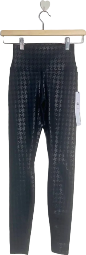 Alo Yoga Black Airlift High-Waist Glimmer Houndstooth Legging UK XXS