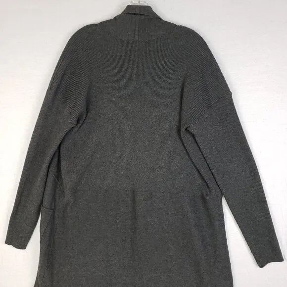 Anthropologie Daily Practice Duster Cardigan Longline Charcoal Gray Knit size M