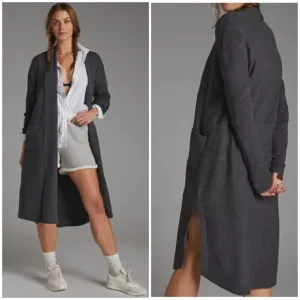 Anthropologie Daily Practice Duster Cardigan Longline Charcoal Gray Knit size M