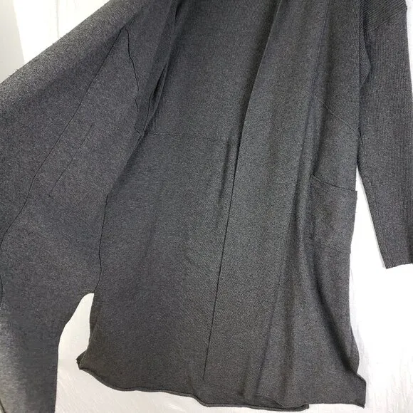 Anthropologie Daily Practice Duster Cardigan Longline Charcoal Gray Knit size M