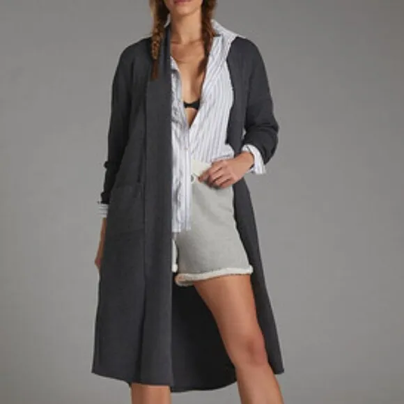 Anthropologie Daily Practice Duster Cardigan Longline Charcoal Gray Knit size M