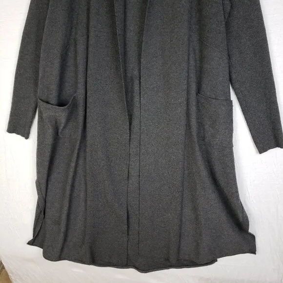 Anthropologie Daily Practice Duster Cardigan Longline Charcoal Gray Knit size M