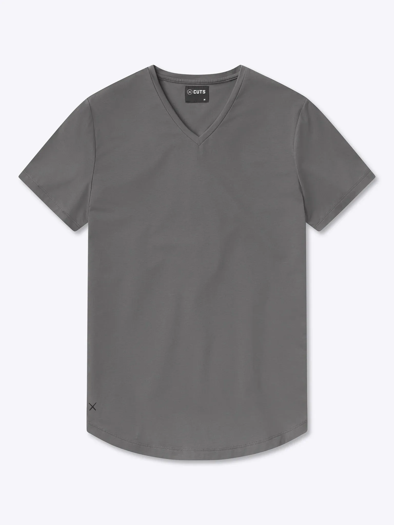 AO V-Neck Curve-Hem Tee - Steel