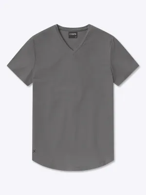AO V-Neck Curve-Hem Tee - Steel