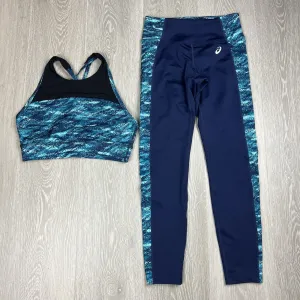 ASICS Women’s Blue Green Activewear Top And Bottom Set Size S/XS