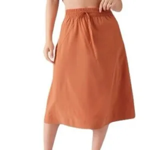 Athleta Arrival Pull-on Skirt Sunbaked Clay Red Orange Zip Pocket Women’s Sz 10