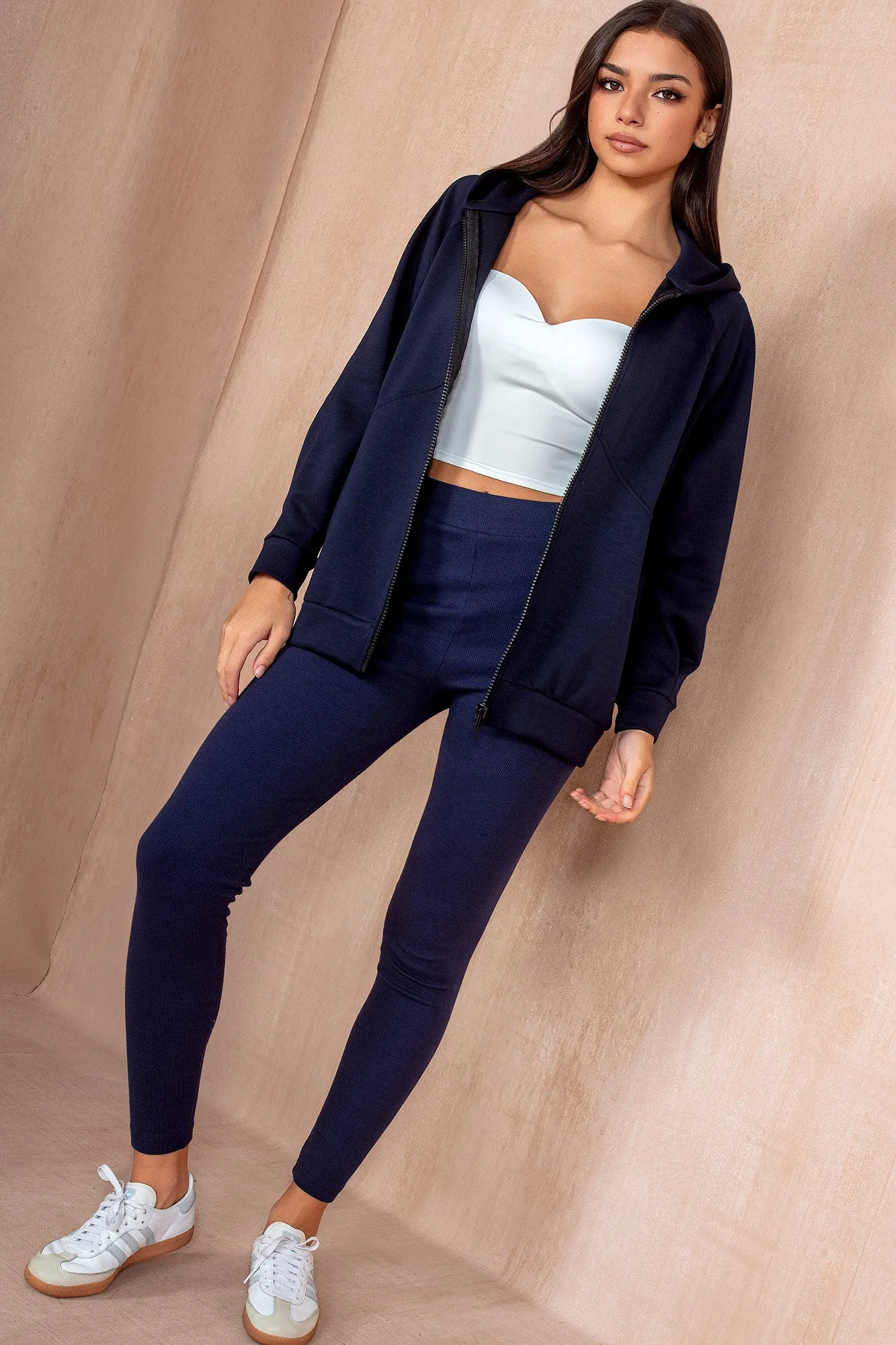 Aurora Navy Zip Up Hoodie