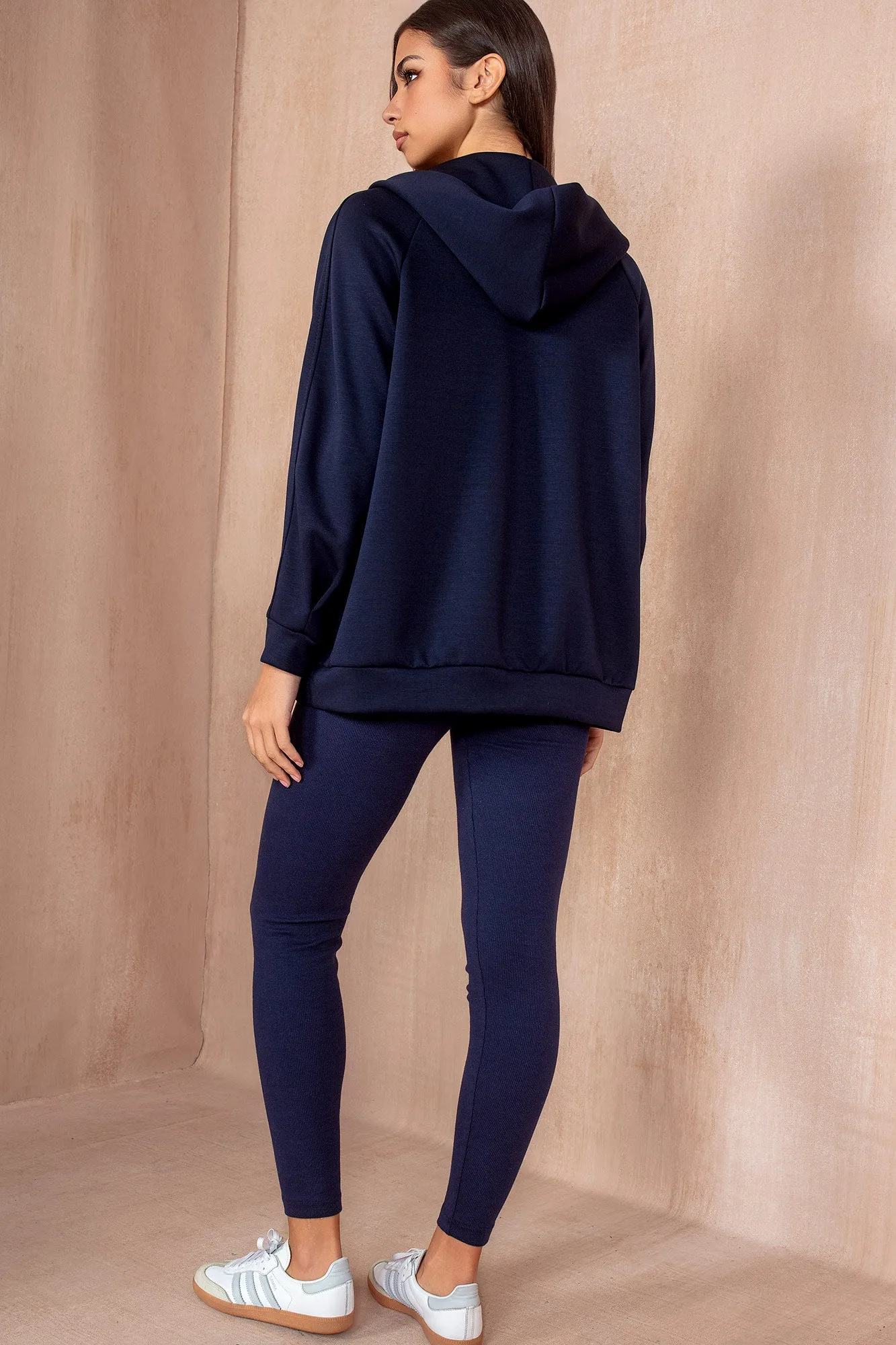 Aurora Navy Zip Up Hoodie