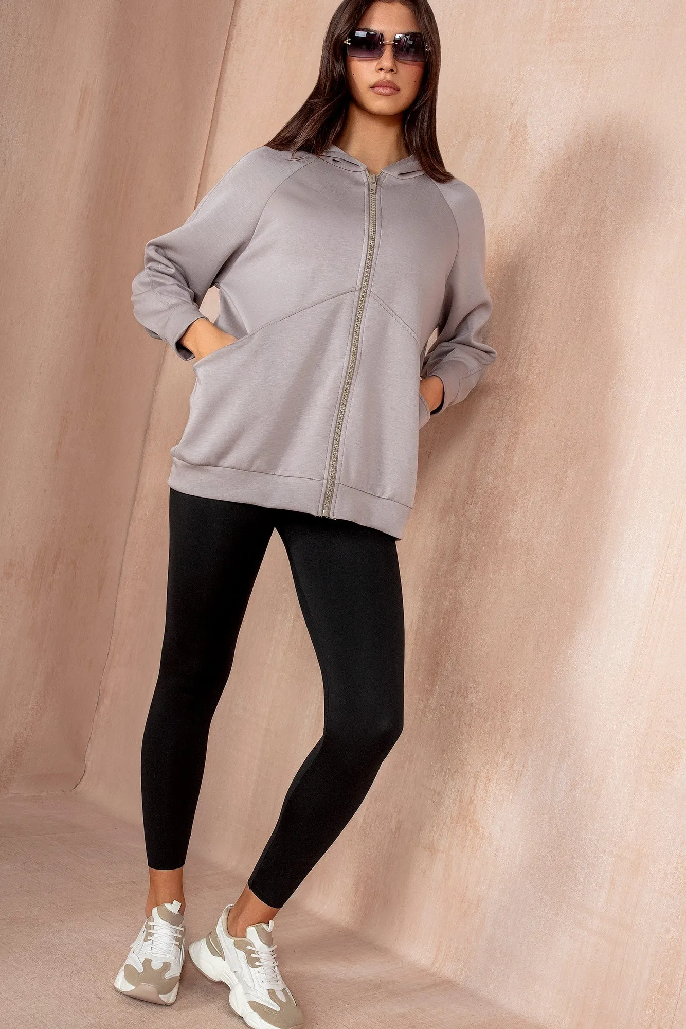 Aurora Taupe Zip Up Hoodie
