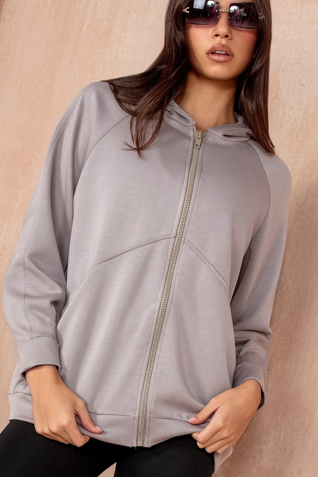 Aurora Taupe Zip Up Hoodie