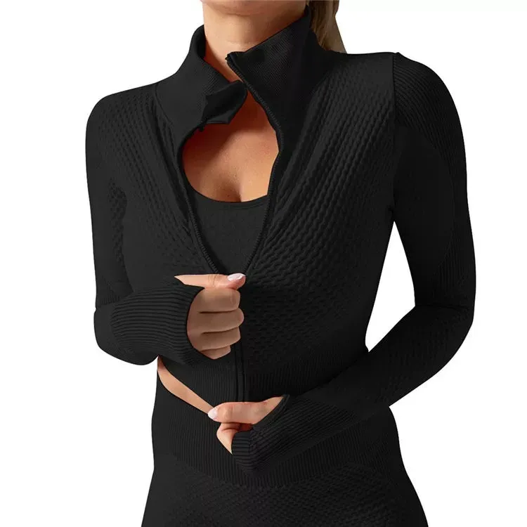 Baller Babe Black Textured Cropped Jacket