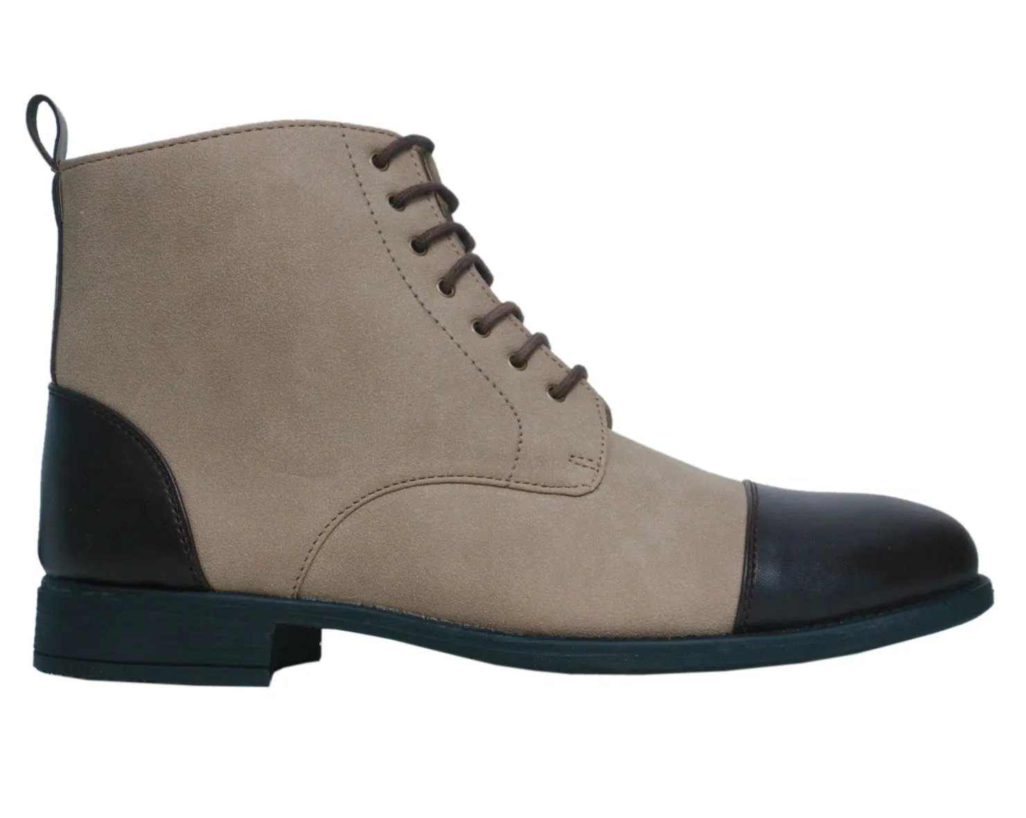 Beige & Brown High Ankle Military Boots