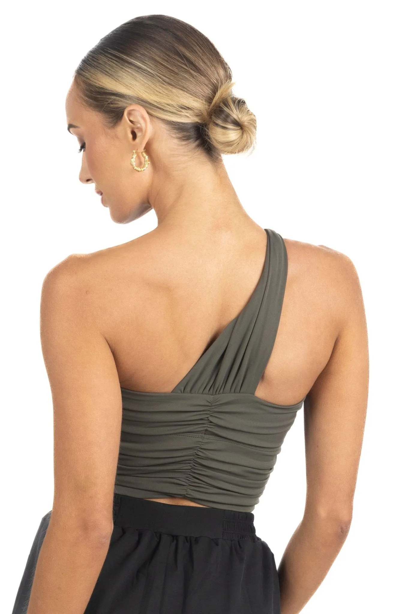 Belle Drapped Activewear Sportsbra in Dark Green