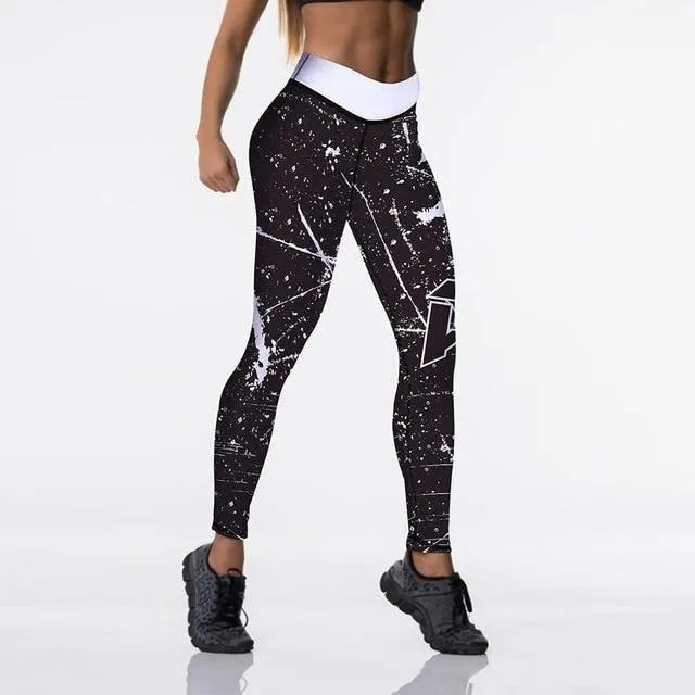 Black and White Spatter Push Up Leggings