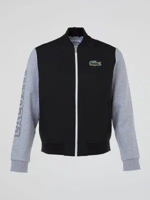 Black Contrast Harrington Jacket