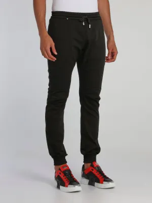 Black Drawcord Biker Track Pants