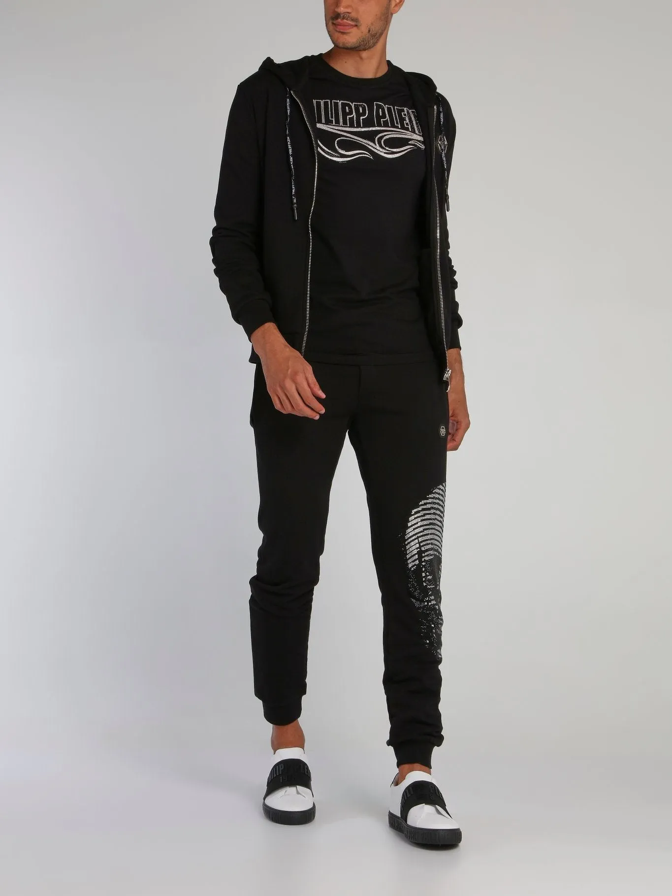Black Embellished Skull Track Trousers