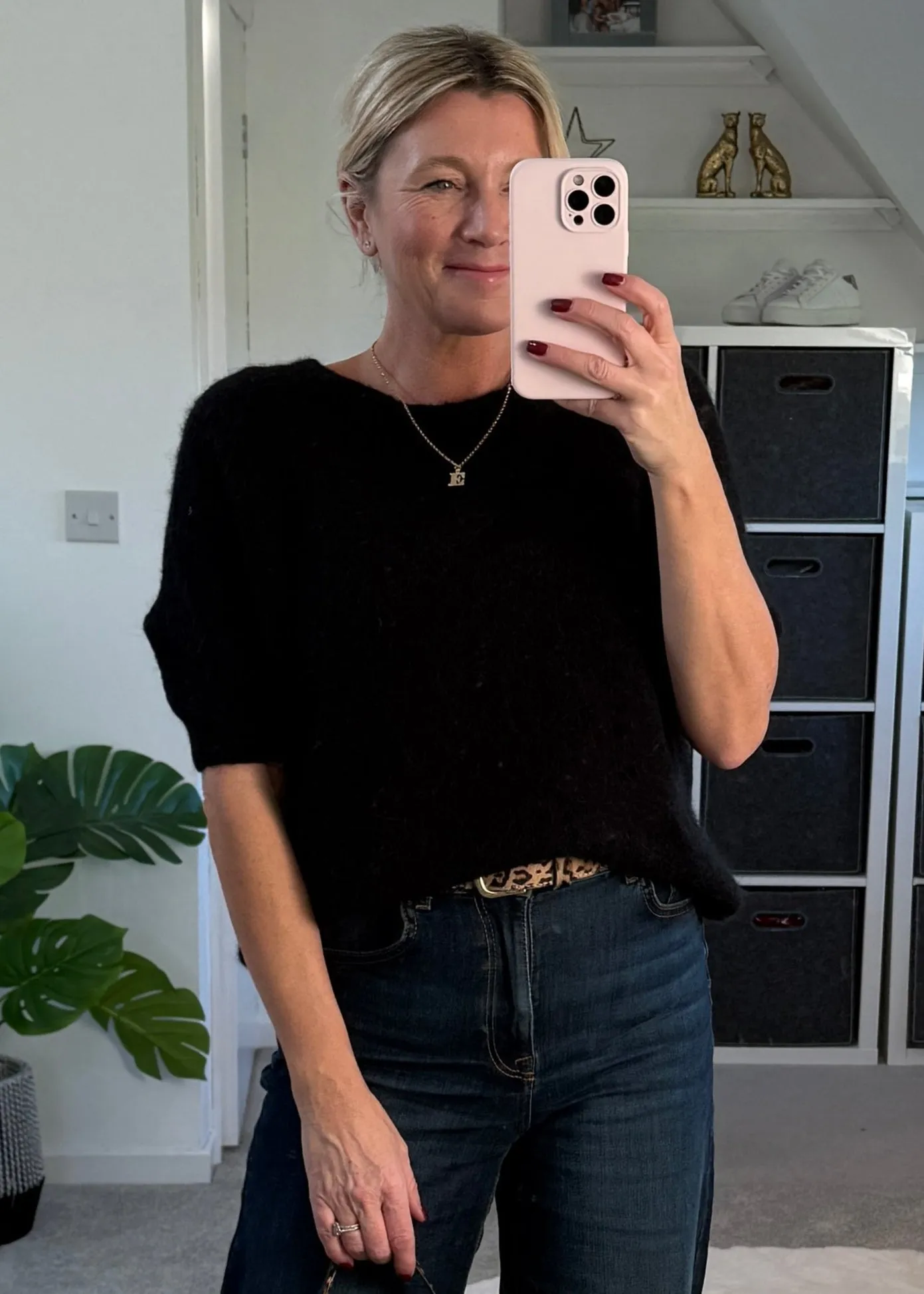 Black Fluffy S/S Jumper