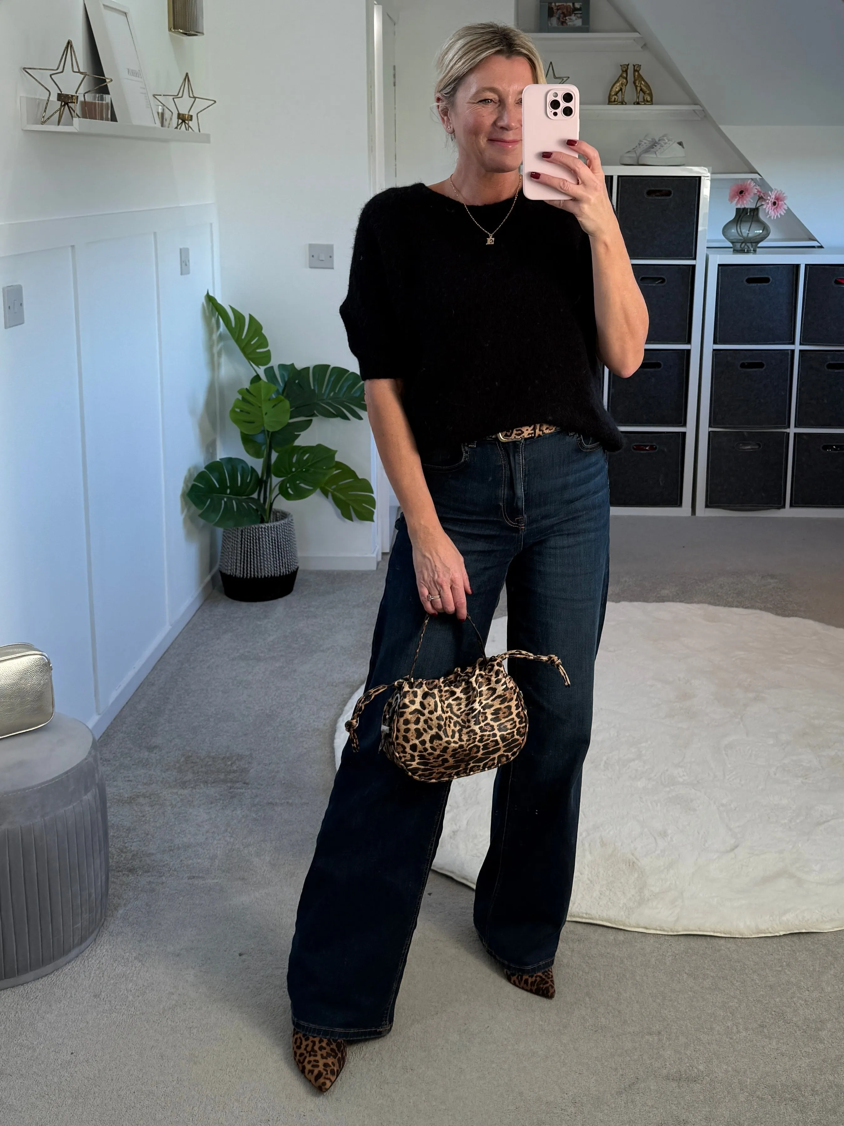 Black Fluffy S/S Jumper