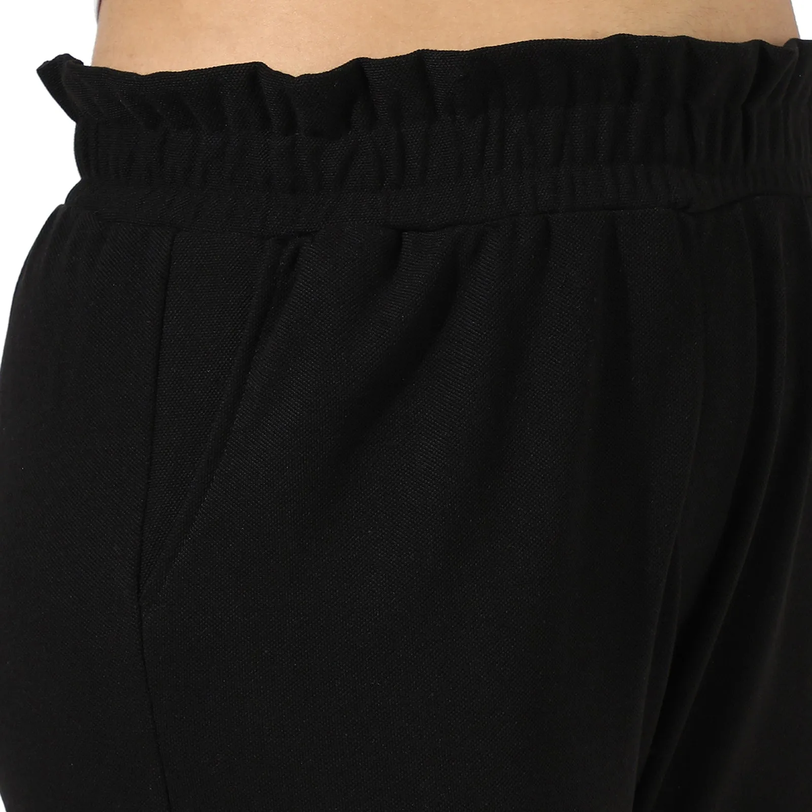 Black Solid Side Pocket Fitted Trouser | Black