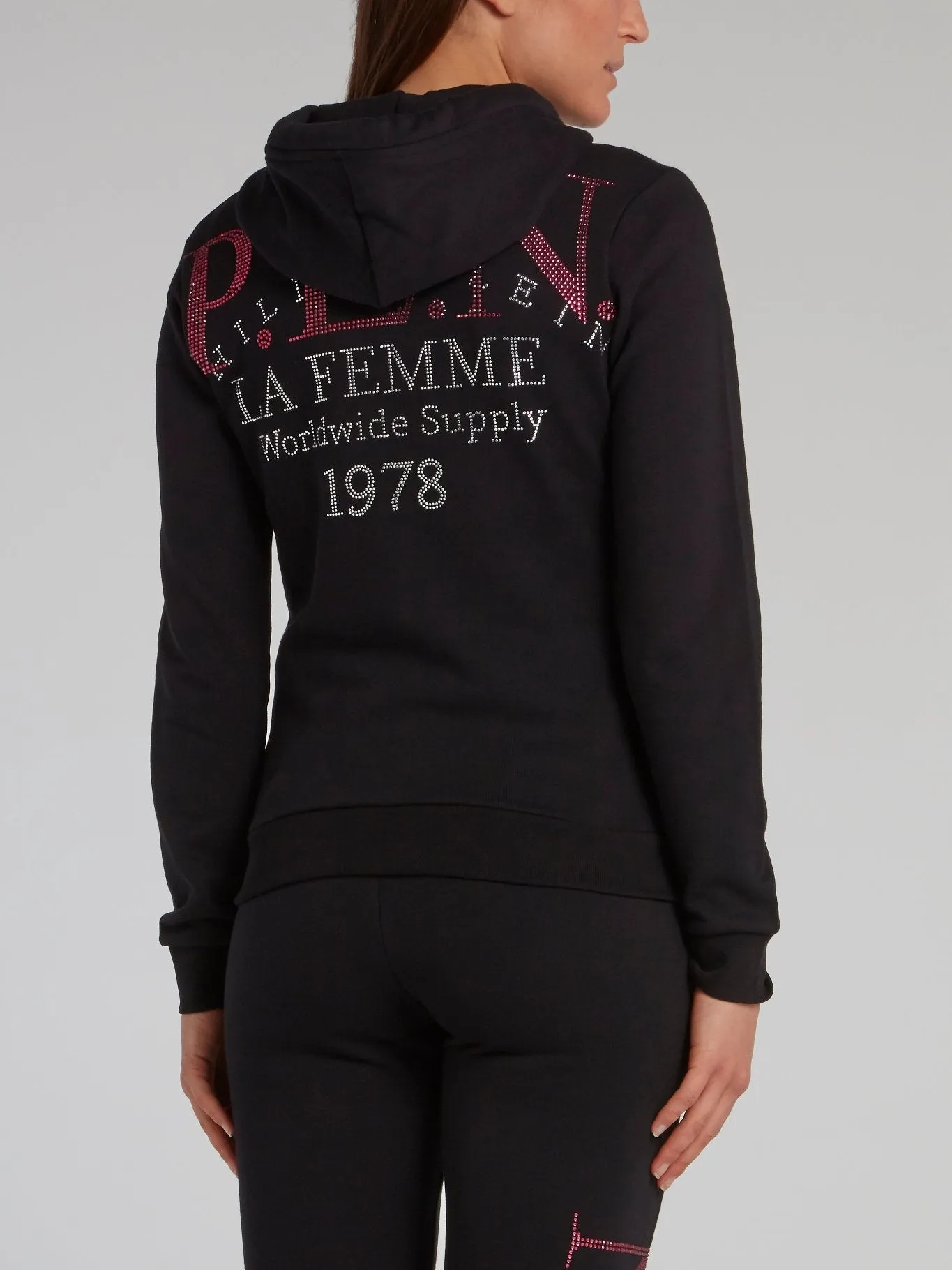 Black Statement Hooded Sweat Jacket