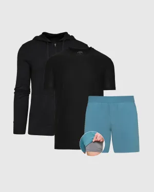 Black Voyager Active Training Top and Bottom 3-Pack
