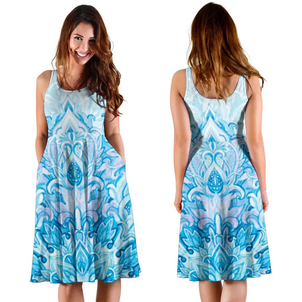 Blue Mandala Midi Dress