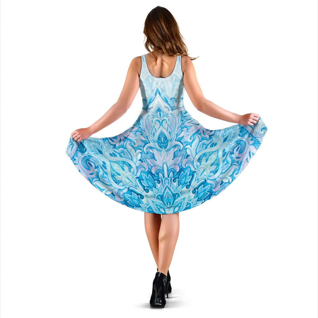Blue Mandala Midi Dress
