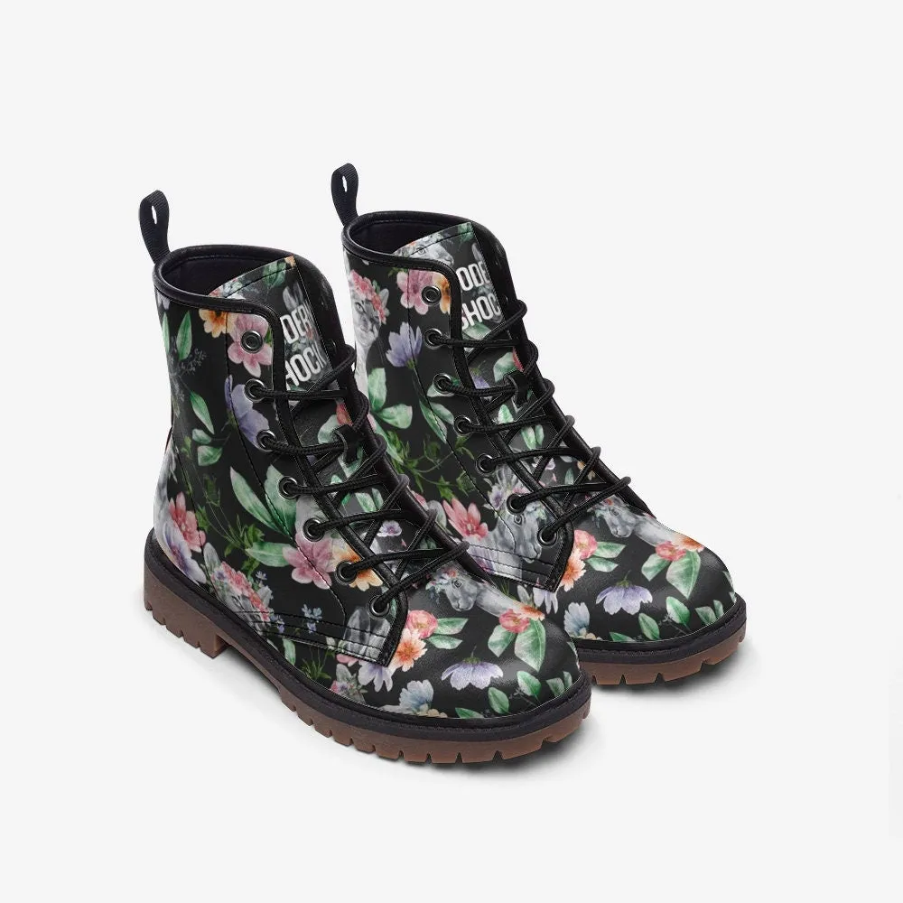Boho Tropical Jungle Flowers Vegan Leather Unisex Boots