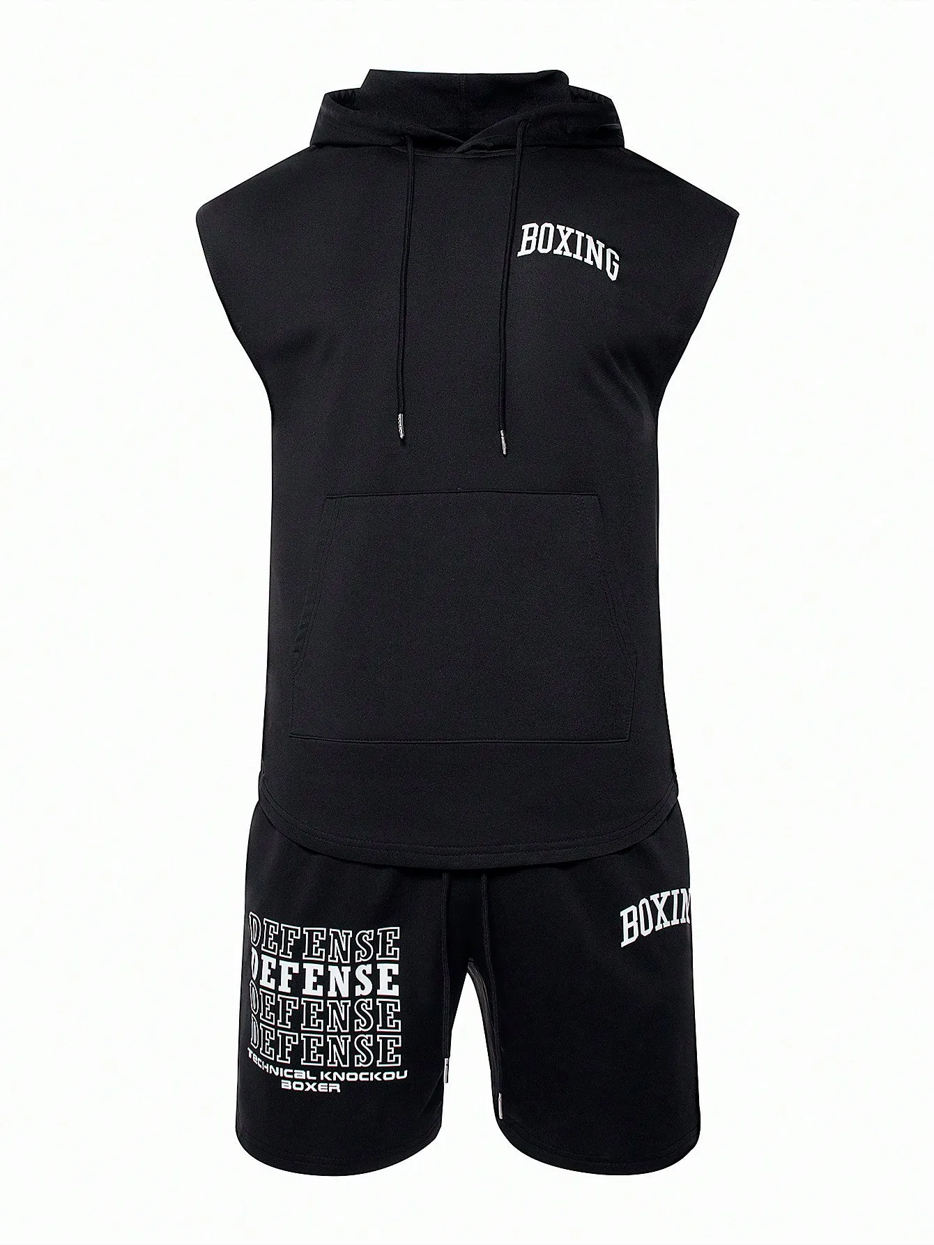 Boxing Men's Sleeveless Hooded Boxing Sportswear Set
